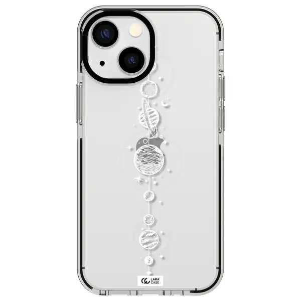 Solar System Line Art Apple iPhone 15 Plus impact black border Case