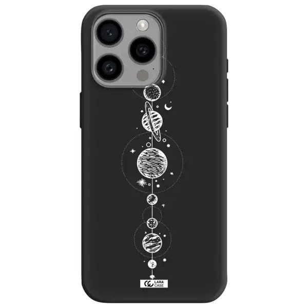 Solar System Line Art Apple Iphone 15 Pro max Silicone black Case