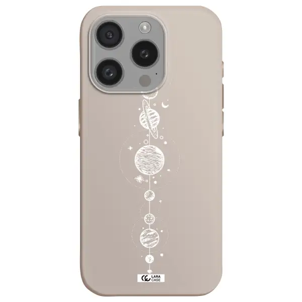 Solar System Line Art Apple Iphone 15 Pro Silicone Stone Case