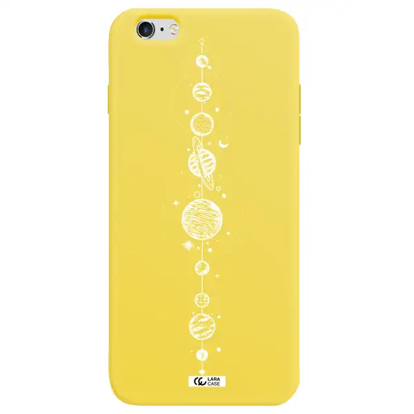 Solar System Line Art Apple iPhone 6 s plus Silicone canary yellow Case