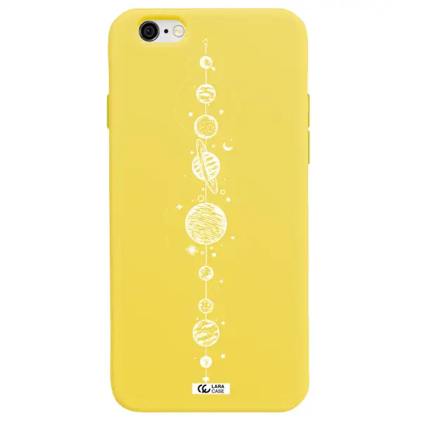 Solar System Line Art Apple iPhone 6 Silicone canary yellow Case