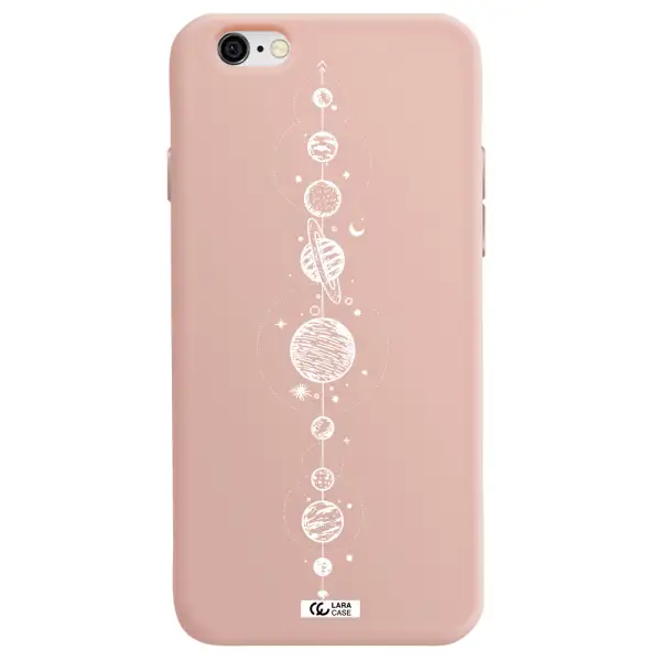 Solar System Line Art Apple iPhone 6 Silicone pastel pink Case