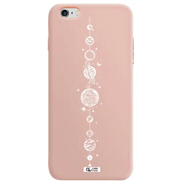 Solar System Line Art Apple iPhone 6S Silicone pastel pink Case