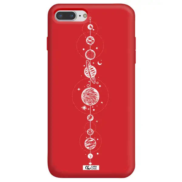 Solar System Line Art Apple iPhone 7 plus Silicone Imperial Red Case