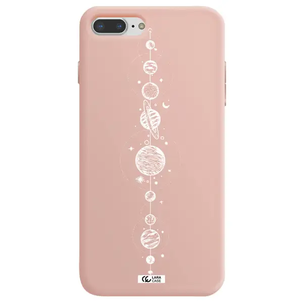 Solar System Line Art Apple iPhone 7 plus Silicone pastel pink Case