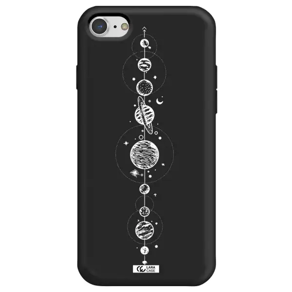 Solar System Line Art Apple iPhone 7 Silicone black Case