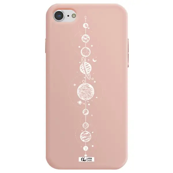 Solar System Line Art Apple iPhone 7 Silicone pastel pink Case
