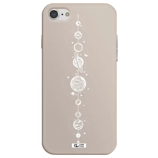 Solar System Line Art Apple iPhone 7 Silicone Stone Case
