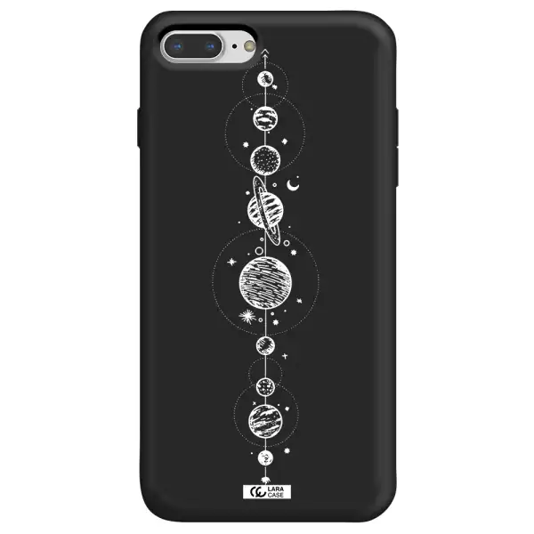 Solar System Line Art Apple iPhone 8 plus Silicone black Case