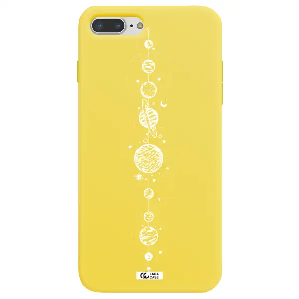 Solar System Line Art Apple iPhone 8 plus Silicone canary yellow Case