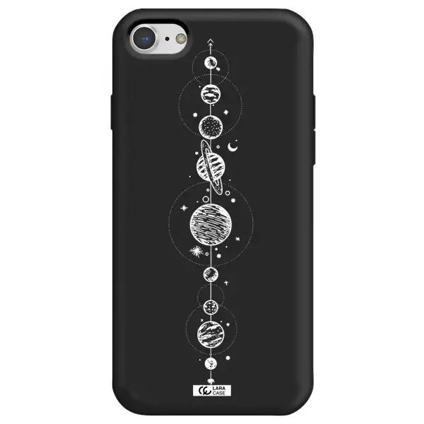 Solar System Line Art Apple iPhone 8 Silicone black Case
