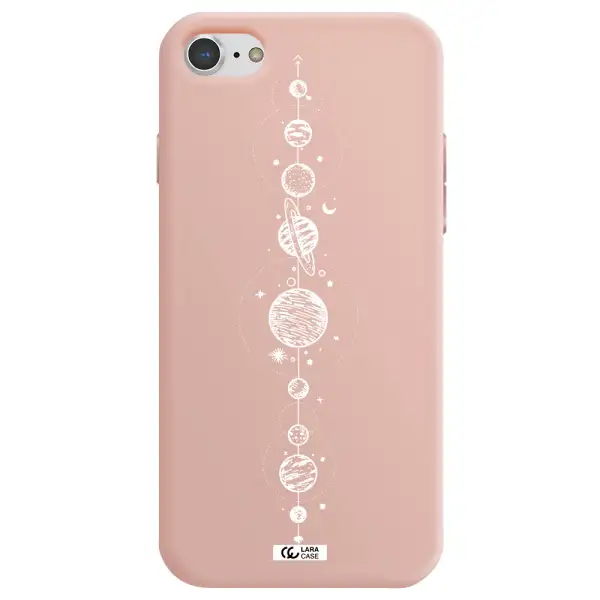 Solar System Line Art Apple iPhone 8 Silicone pastel pink Case