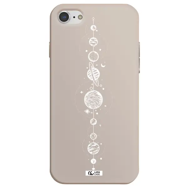 Solar System Line Art Apple iPhone 8 Silicone Stone Case