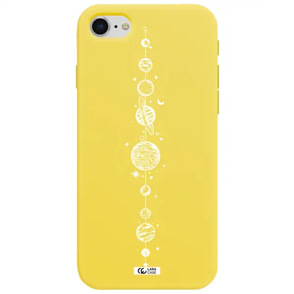 Solar System Line Art Apple iPhone se 2020 Silicone canary yellow Case