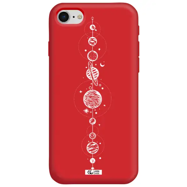 Solar System Line Art Apple iPhone se 2020 Silicone Imperial Red Case