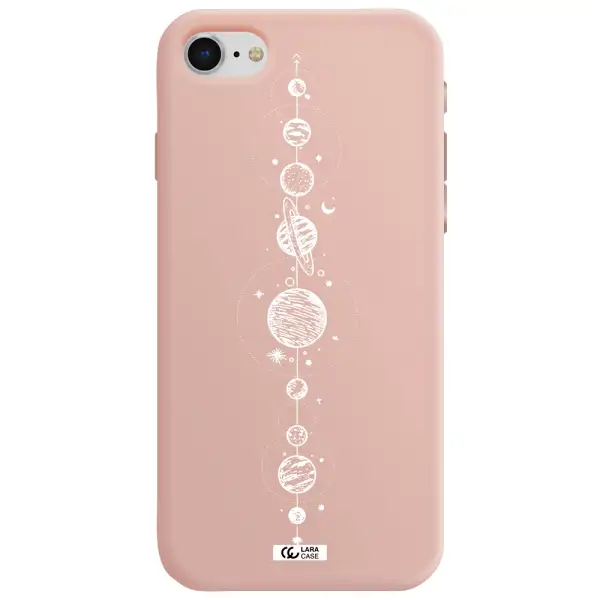 Solar System Line Art Apple iPhone se 2020 Silicone pastel pink Case