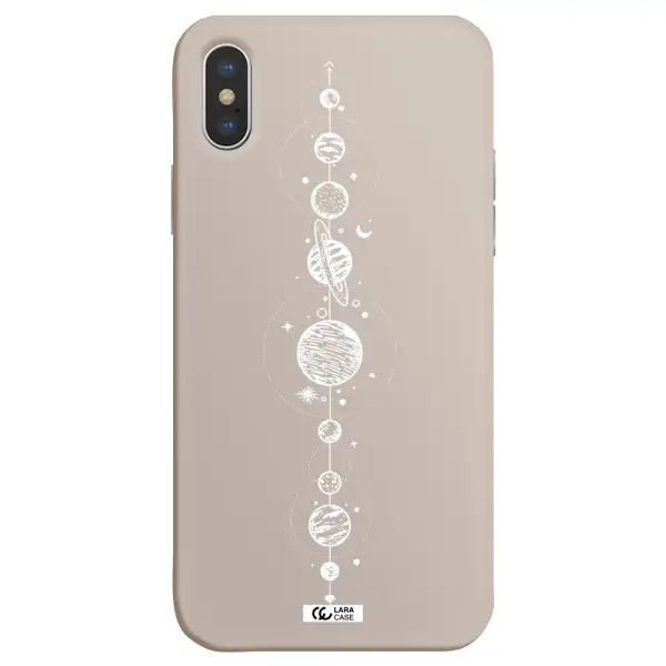 Solar System Line Art Apple iPhone X Silicone Stone Case