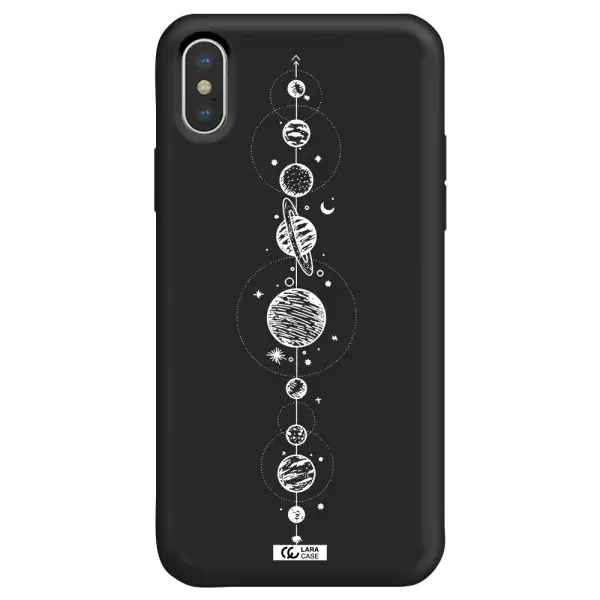 Solar System Line Art Apple iPhone XS Silicone black Case