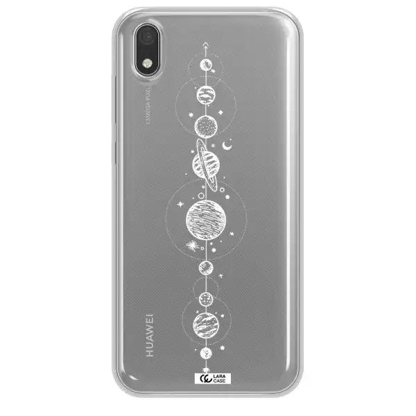 Solar System Line Art Huawei Honor 8S Clear TPU Case
