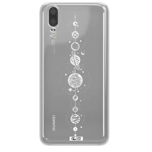 Solar System Line Art Huawei P20 Clear TPU Case