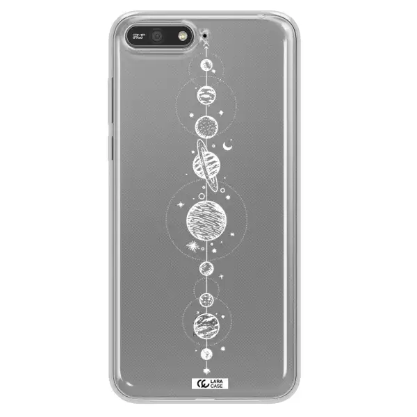 Solar System Line Art Huawei Y6 2018 Clear TPU Case