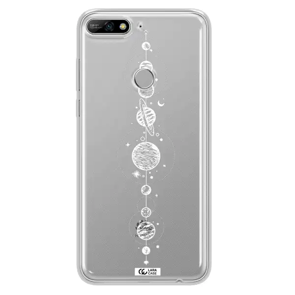 Solar System Line Art Huawei Y7 2018 Clear TPU Case