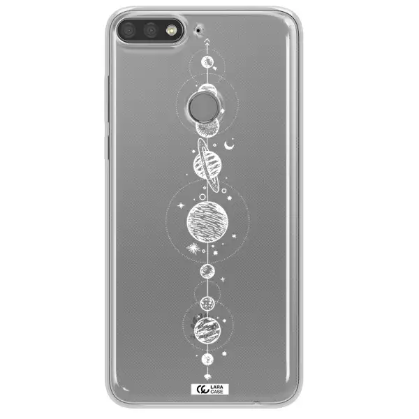 Solar System Line Art Huawei Y7 Prime 2018 Clear TPU Case