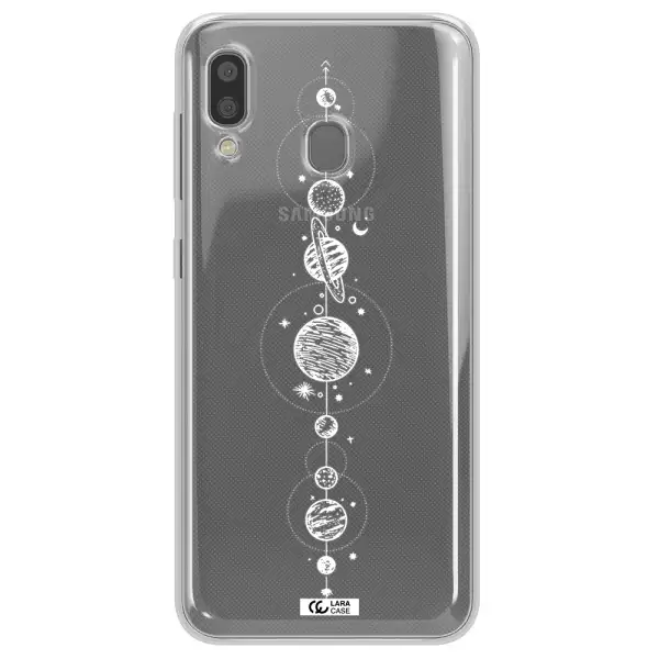 Solar System Line Art Samsung A20 Clear TPU Case