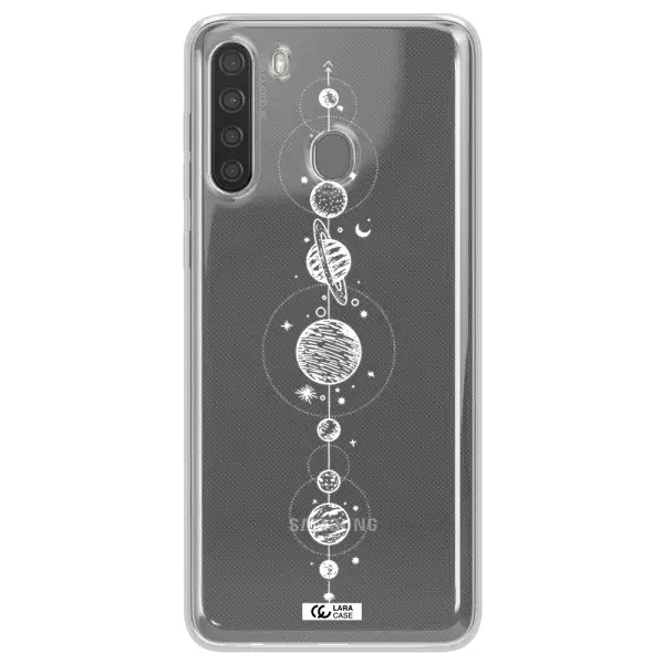 Solar System Line Art Samsung A21 Clear TPU Case
