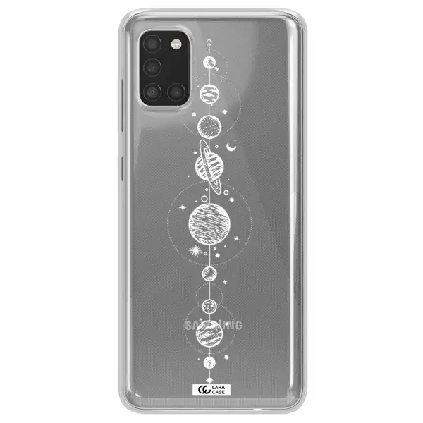 Solar System Line Art Samsung A31 Clear TPU Case