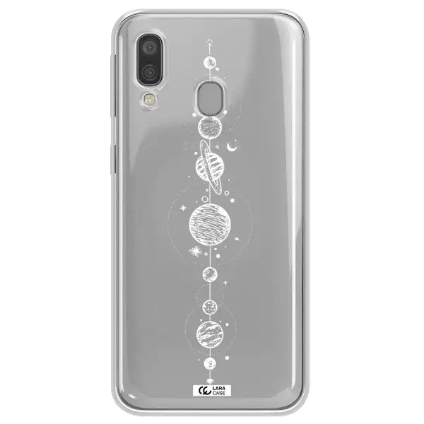 Solar System Line Art Samsung A40 Clear TPU Case