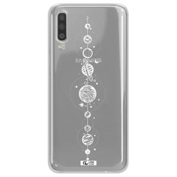 Solar System Line Art Samsung A70 Clear TPU Case