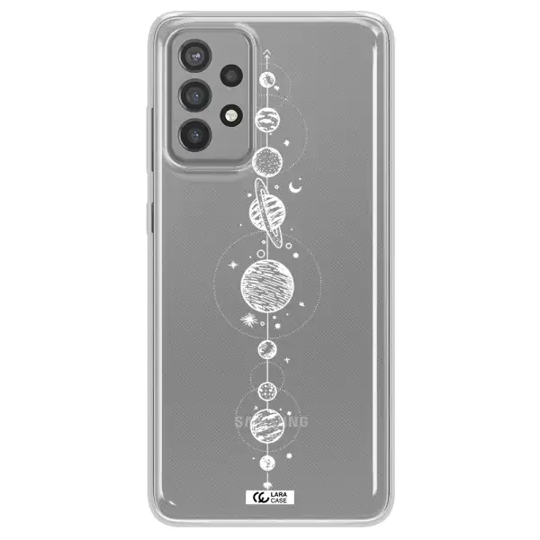 Solar System Line Art Samsung A72 Clear TPU Case