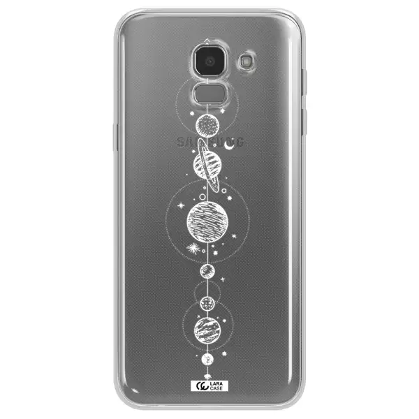 Solar System Line Art Samsung J6 Clear TPU Case