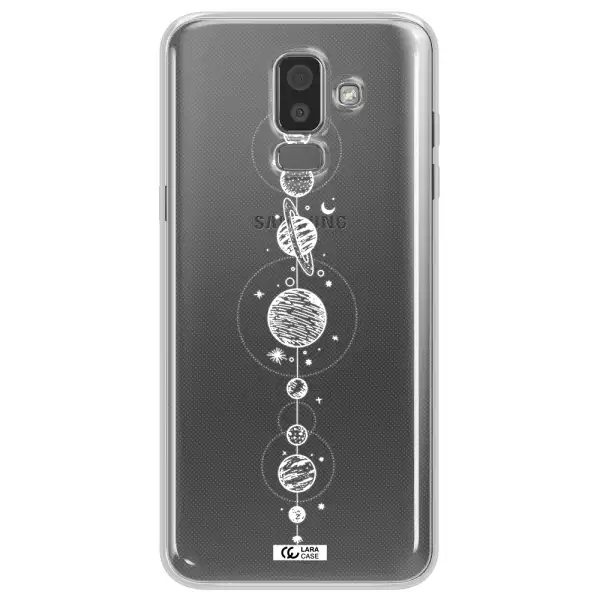 Solar System Line Art Samsung J8 Clear TPU Case