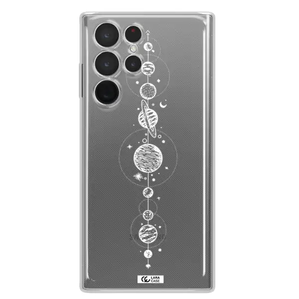 Solar System Line Art Samsung S 22 Ultra Clear TPU Case