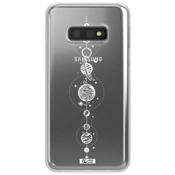 Solar System Line Art Samsung S10e Clear TPU Case