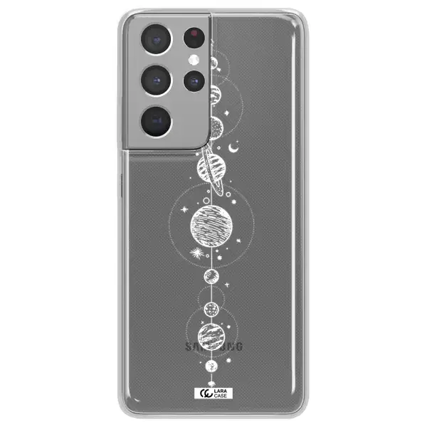 Solar System Line Art Samsung S21 Ultra Clear TPU Case