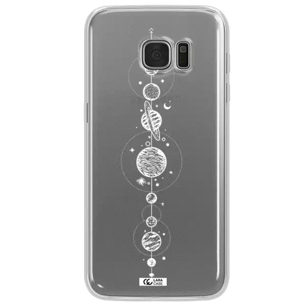 Solar System Line Art Samsung S7 Edge Clear TPU Case