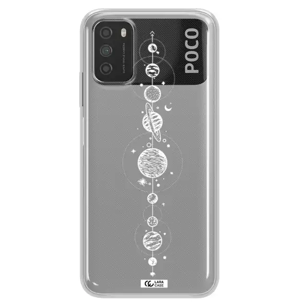 Solar System Line Art Xiaomi Poco M3 Clear TPU Case