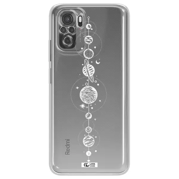 Solar System Line Art Xiaomi Redmi Note 10S Clear Tpu Case