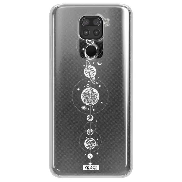 Solar System Line Art Xiaomi Redmi Note 9 Clear TPU Case