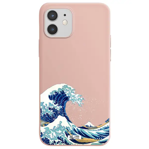 Great Wave Apple iPhone 12 Silicone pastel pink Case