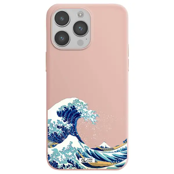 Great Wave Apple iPhone 14 pro max Silicone pastel pink Case