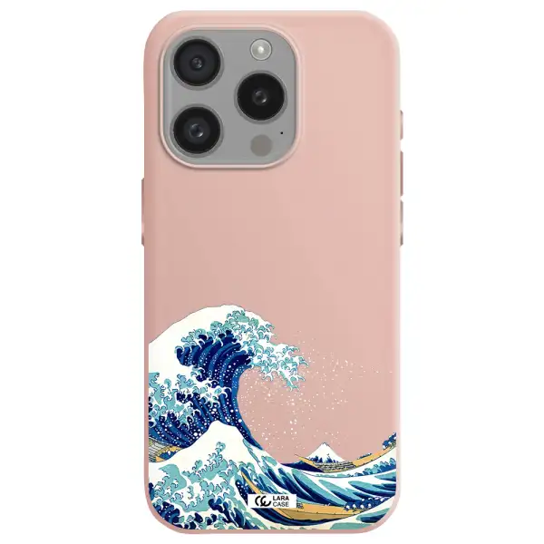 Great Wave Apple Iphone 15 Pro Silicone Pastel Pink Case