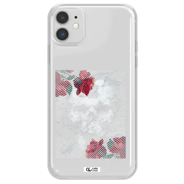 Rose And Skull Pattern Line Apple iPhone 11 Clear TPU Case