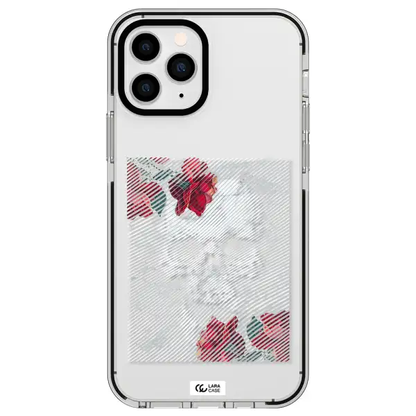 Rose And Skull Pattern Line Apple iPhone 11 pro impact black border Case