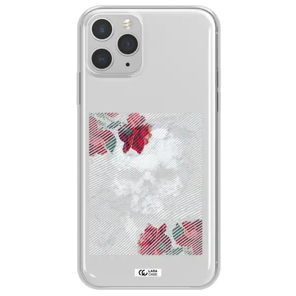Rose And Skull Pattern Line Apple iPhone 11 pro max Clear TPU Case