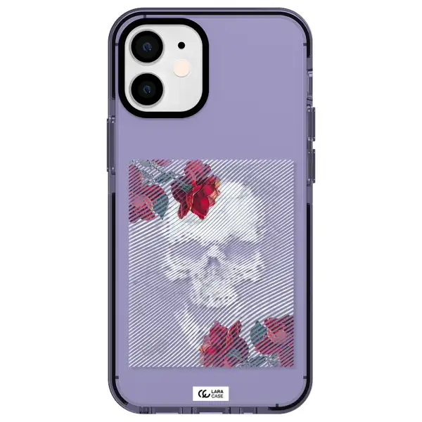 Rose And Skull Pattern Line Apple iPhone 12 mini impact Lilac Case