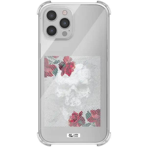 Rose And Skull Pattern Line Apple iPhone 12 pro max Clear PC Case